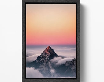 Swiss Alps Sunset Landscape PETA Approved Eco Leather Canvas Wall Art