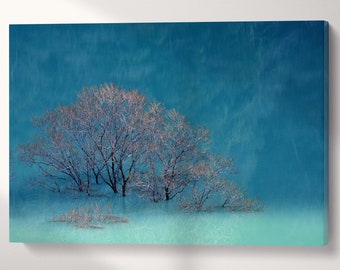 Crystal Water Lake Japan Wall Art Vegan Leather Canvas Ready to Hang