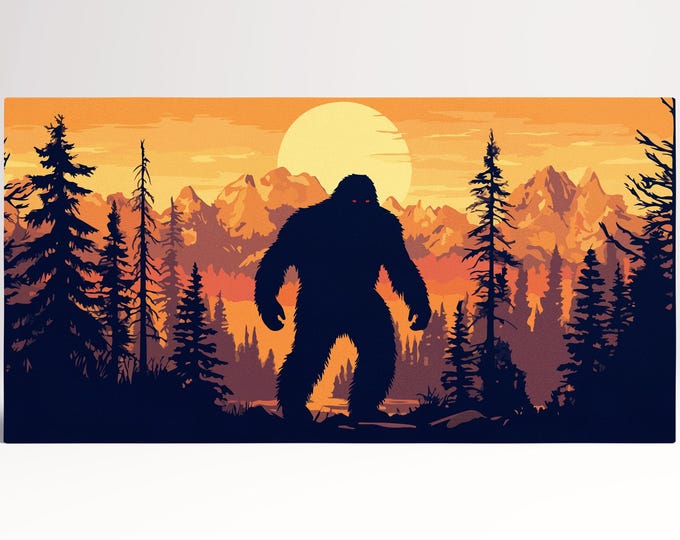 Bigfoot at Sunset Wall Art Canvas Eco Leather Print