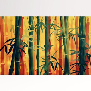 Foresta Dorata di Bambù Stampa Canvas su Tessuto Ecopelle Made in Italy