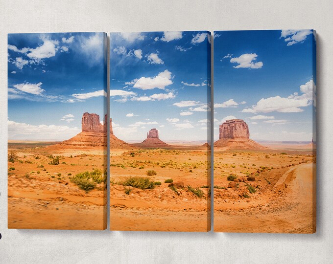 Desert Landscape Monument Valley Leather Print/Multi Panel Wall Art/Extra Large Wall Decor/Monument Valley Large Print/Better than Canvas!
