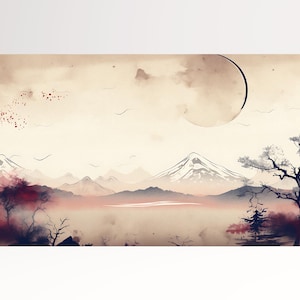 Luna Silenziosa Paesaggio Giapponese Stampa su Ecopelle Made in Italy