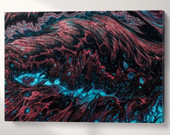 Red & Blue Pulse Modern Abstract PETA Approved Faux Leather Wall Art