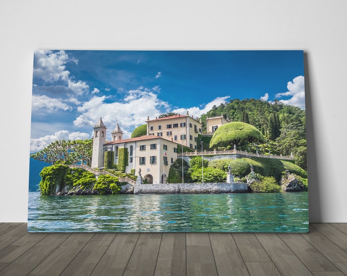 Villa Balbianello Leather Print/Large Wall Art/Lake Como/Triptych/Lake Como Print/Italy Canvas/Wall Decor/Made in Italy/Better than Canvas!