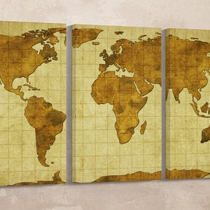 Cartina su carta antica con linee stampa canvas su tessuto ecopelle Made in Italy