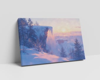Frozen Dawn Winter Cliffside Wall Art Home Gift Eco Leather Print