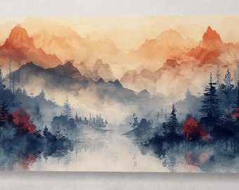 Mystical Mountain River Eco Leather Wall Art Frame