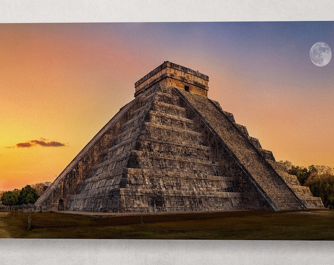 Chichen Itza, Yucatan, Mexico Wall Art Canvas Eco Leather Print, Made in Italy!