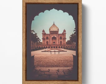 Safdarjung Tomb Print on PETA-Approved Vegan Leather, Delhi India Wall Art