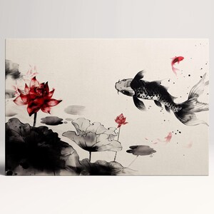 Stagno Serafico: Eleganza in Bianco e Nero con Fiori Rossi Canvas Tessuto Ecopelle, Made in Italy!