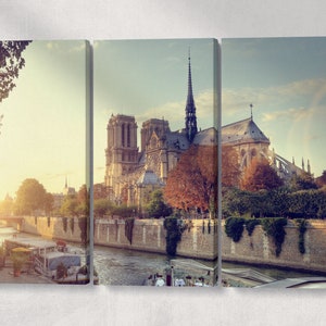 Notre-Dame Cathedral in Paris Sunrise Leather Print/Large Wall Art/Large Wall Decor/Paris Wall Art/Made in Italy/Better than Canvas!