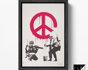 Peace Soldiers by Banksy Leather Print/Wall Art/Wall Decor/Large Print/Artwork/Peace Print/Made in Italy/Better than Canvas!