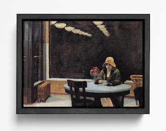 Automat by Edward Hopper Reproduction Framed Wall Art Canvas Eco Leather Print