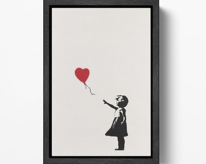 Girl With Balloon by Banksy Leather Print/Balloon Girl/Wall Art/Wall Decor/Large Print/Artwork/Red Heart/Made in Italy/Better than Canvas!