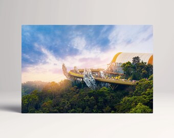 Golden Bridge Ba Na Hills Da Nang Vietnam Wall Art PETA Approved Leather Canvas