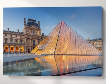 Louvre Museum in Paris, France Canvas Eco Leather Print, Made in Italy!