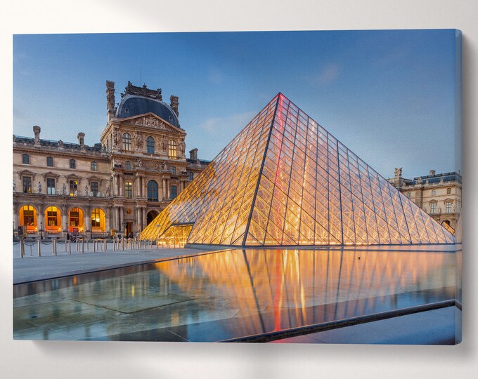 Louvre Museum in Paris, France Canvas Eco Leather Print, Made in Italy!