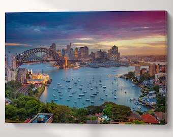 Sydney Harbour Canvas Eco Leather Print, Made in Italy!