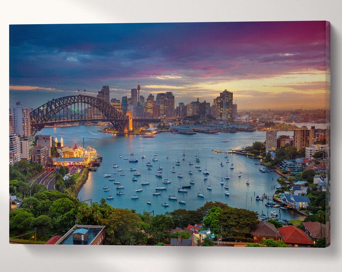 Sydney Harbour Canvas Eco Leather Print, Made in Italy!
