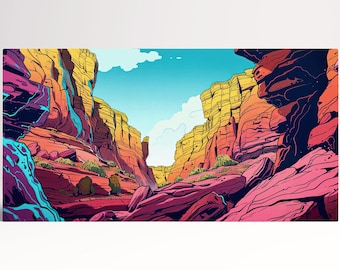 Colorful Canyon Escape Eco Leather Wall Art Frame