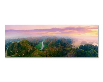 Ninh Binh Vietnam Panoramic Print PETA Approved Eco Leather Canvas Landscape Wall Art
