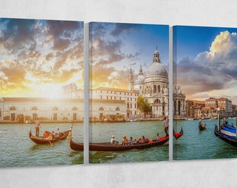 Venezia Canal Grande Santa Maria Della Salute Leather Print/Large Wall Art/Multi Piece Art/Venice Wall Art/Made in Italy/Better than Canvas!