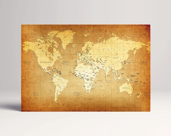 Old World Map Antique Cartography PETA Approved Eco Leather Multi Panel Wall Art