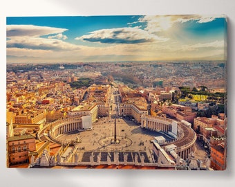 Saint Peters Square Vatican Rome Italy PETA Approved Eco Leather Single Triptych Art