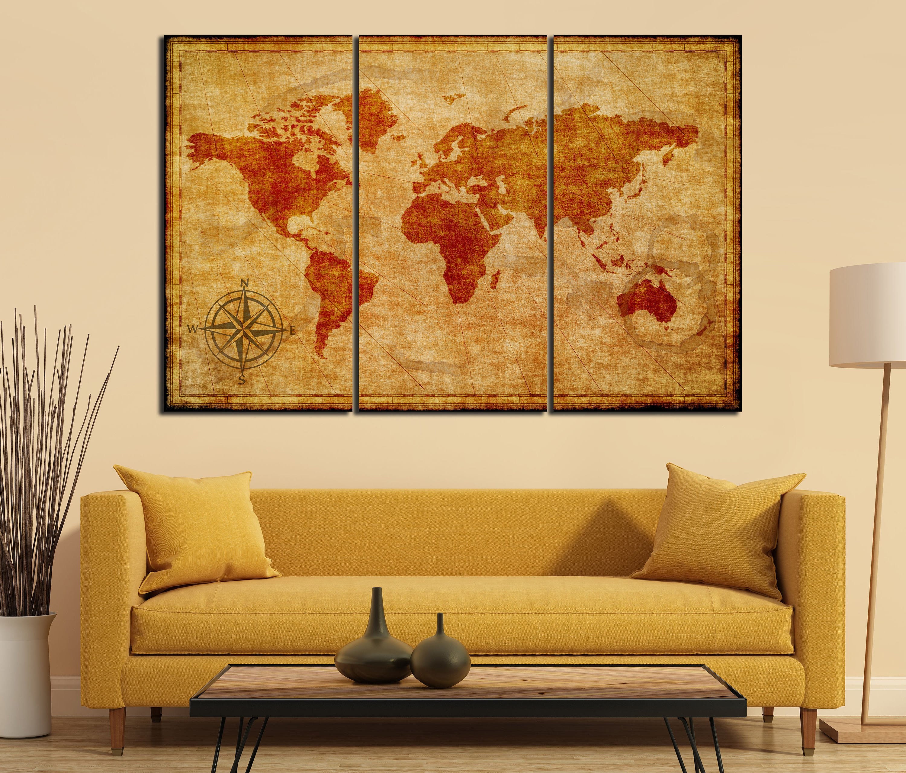 Deco POSTER.Home room Art.Interior Design.Mapa Mundi.Vintage World Map.7021