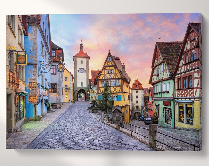 Rothenburg Ob Der Tauber Canvas Eco Leather Print, Made in Italy!