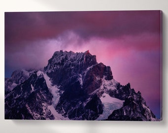 Torres del Paine Patagonia Vegan Leather Wall Art Luxury Peak Landscape Print