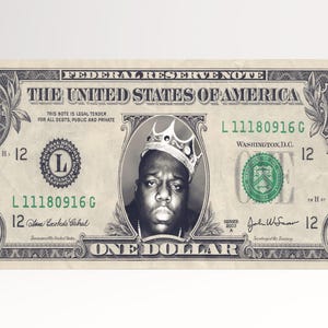The Notorious B.I.G. One Dollar Eco Leather Print/Large Print/Large Wall Art/Biggie Smalls Print/One Dollar Print/Better than Canvas!