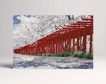 Torii Gates Cherry Blossom Japan Eco Leather Wall Art Single/Triptych