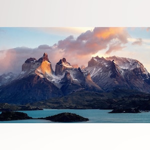 Lienzo con impresión de cuero ecológico del Parque Nacional Patagonia Torres del Paine, ¡hecho en Italia!