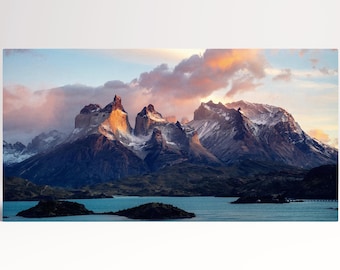 Patagonia Torres del Paine National Park Canvas Eco Leather Print, Made in Italy!