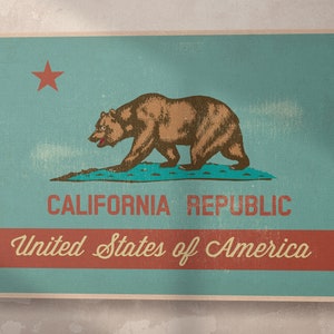 California Flag Artwork Leather Print/California Republic Canvas/Large California Flag/Large Wall Art/Made in Italy/Better than Canvas!