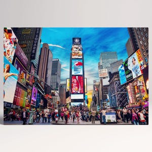 Times Square New York Canvas Eco Leather Print, Made in Italy!