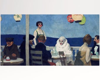 Soir Bleu Edward Hopper Reproduction Vintage Wall Art Canvas on Eco Leather