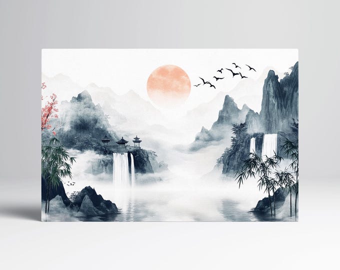 Mystic Waterfalls Eco Leather Wall Art Single and Multi Panel Triptych