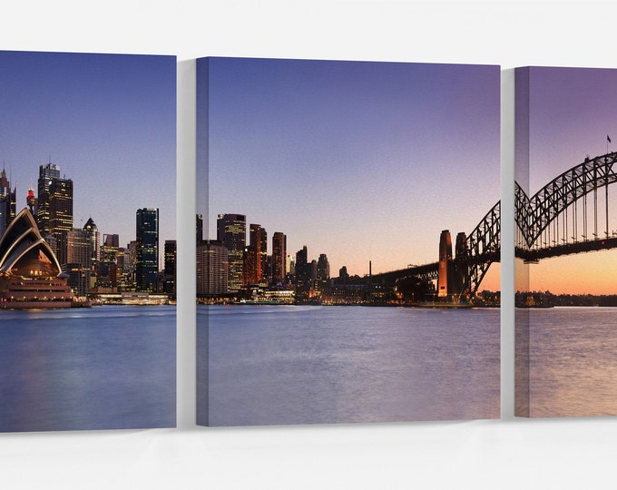 Sydney Skyline Leather Print/Large Sydney Print/Large Australia Wall Art/Large Wall Art/Multi Panel Print/Made in Italy/Better than Canvas!