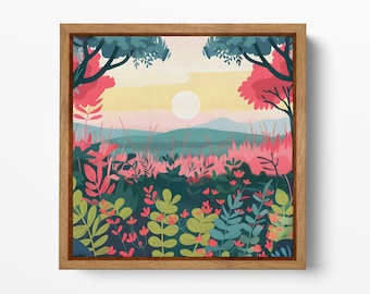 Boho Sunset Bliss Landscape Wall Art Canvas Eco Leather Print