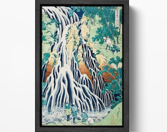 Hokusai Kirifuri Waterfall Wall Art PETA Approved Vegan Eco‑leather Ready to Hang