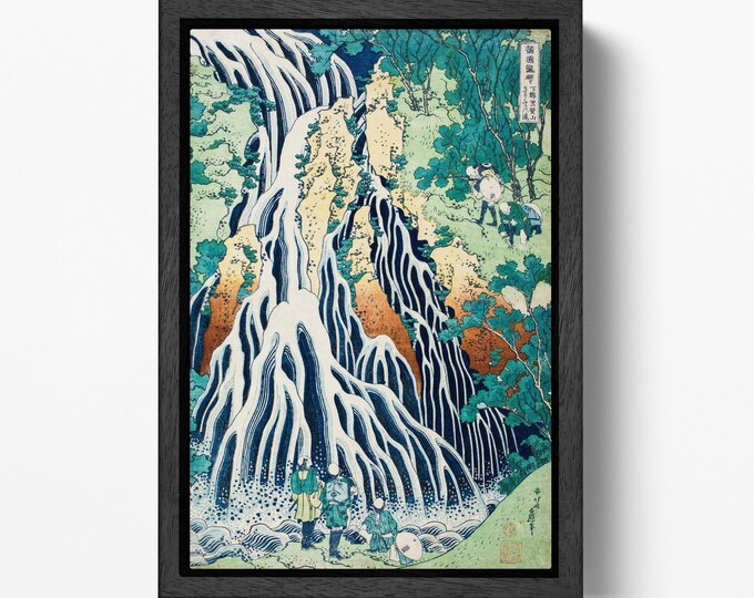 Hokusai Kirifuri Waterfall Wall Art PETA Approved Vegan Eco‑leather Ready to Hang