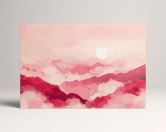 Crimson Dreams Over Rolling Hills Eco Leather Wall Art Frame