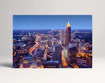 Atlanta Skyline Multi Panel PETA Approved Eco Leather Canvas Gallery Wrap