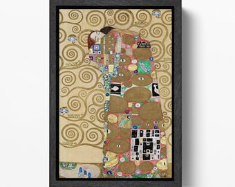 Fulfillment by Gustav Klimt Canvas Wall Art Print Reproduction on Vegan Leather