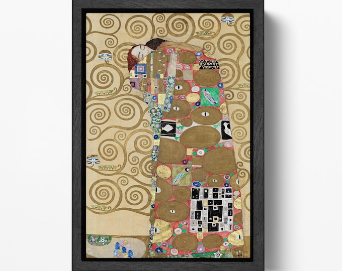 Fulfillment by Gustav Klimt Canvas Wall Art Print Reproduction on Vegan Leather