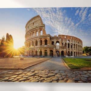 Colosseum in Rome Canvas Eco Leather Print, Made in Italy!