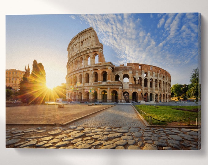 Colosseum in Rome Canvas Eco Leather Print, Made in Italy!