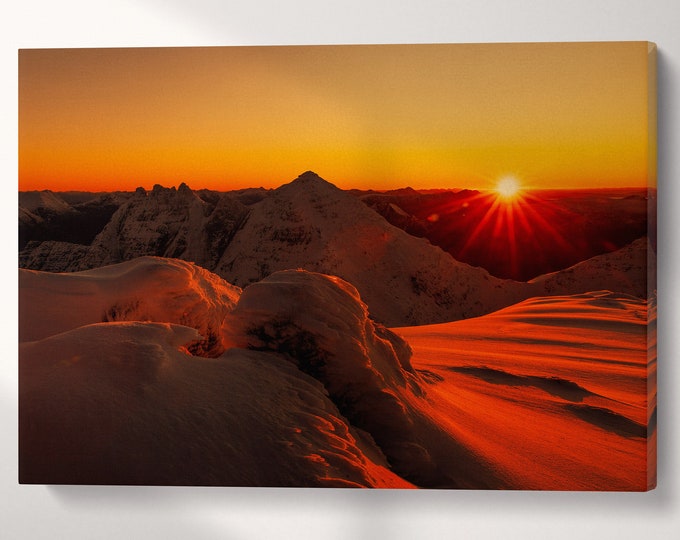 An Teallach Garve Wester Ross Northwest Highlands of Scotland Sunset Canvas Eco Leather Print, Made in Italy!